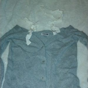 Chelsea, Extra Small, Grey, Off shoulder, Sweater, with shoulder ribbon